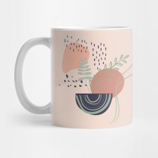 Abstract shapes dots line and leaves digital design Mug